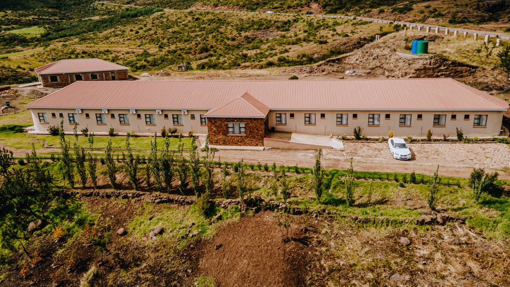 Aerial view of Morning Star Lodge in Lesotho highlands